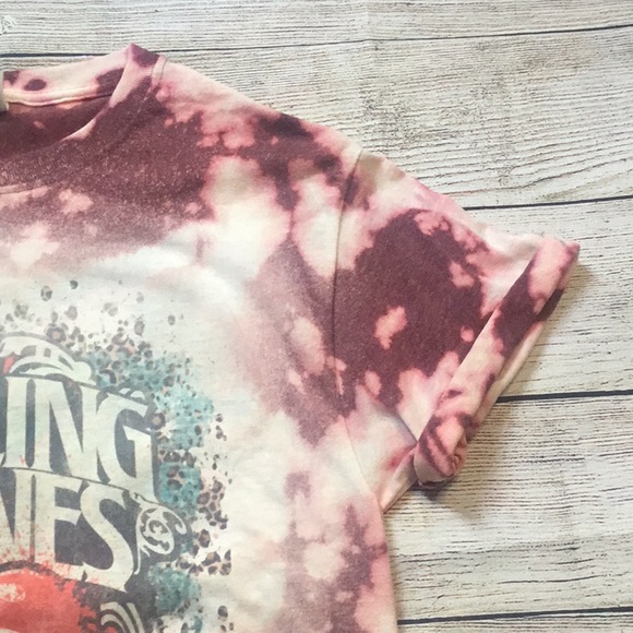 Bleached Style Rolling Stones Band Shirt Maroon - Picture 3 of 7
